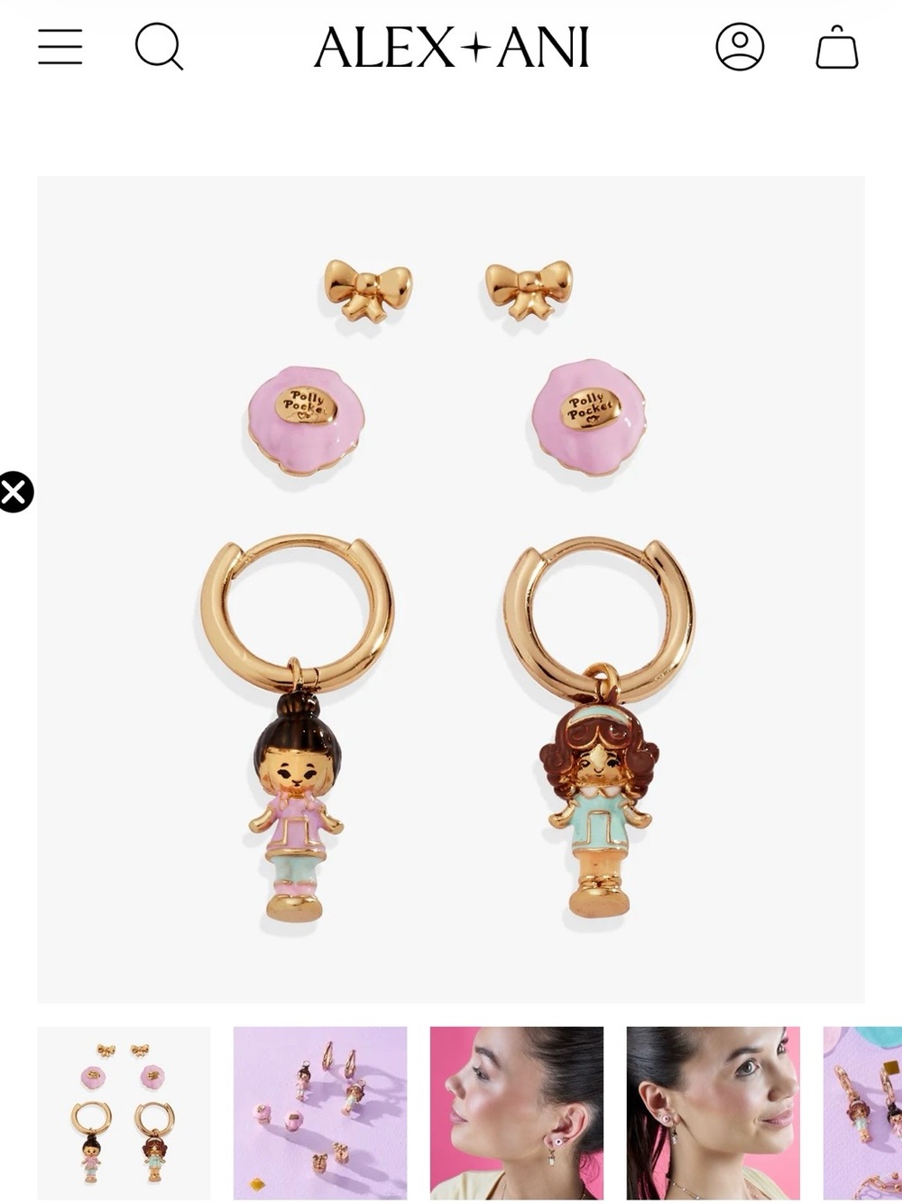 Alex + Ani x Polly Pocket Earring Set of 3 NEW 90s Nostalgia